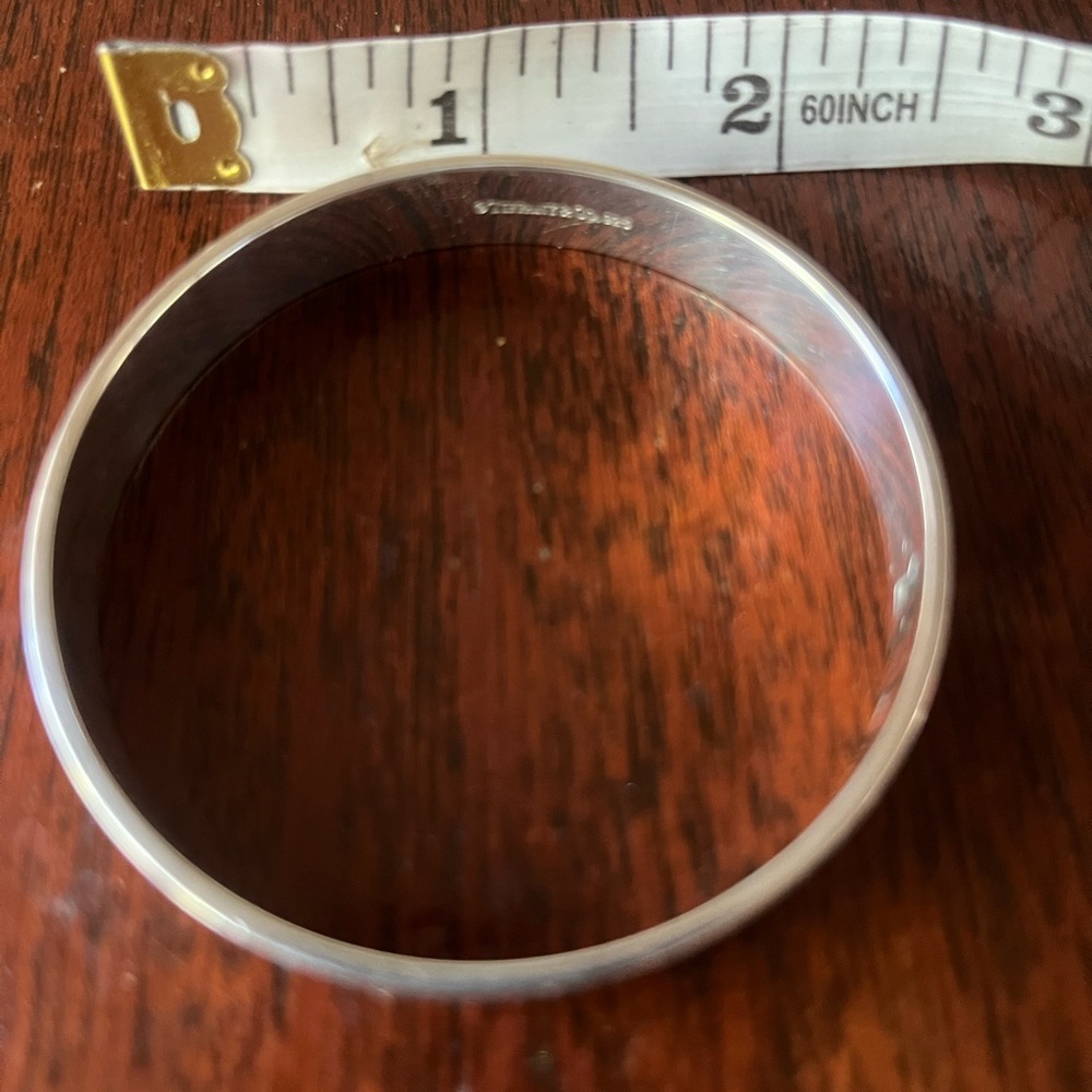 Tiffany & Co. Diamond Locks Keyhole Bangle Sterling Silver 0.02 CTW - Picture 6 of 8